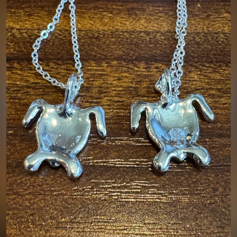 Turtle Necklace Silvertone in Red or Blue. NWOT - Picture 4 of 5